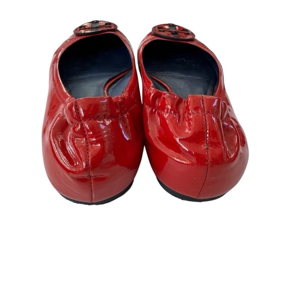Tory Burch Reva Patent Leather Ballet Flat Shoe Red Size 7.5 - Picture 5 of 9